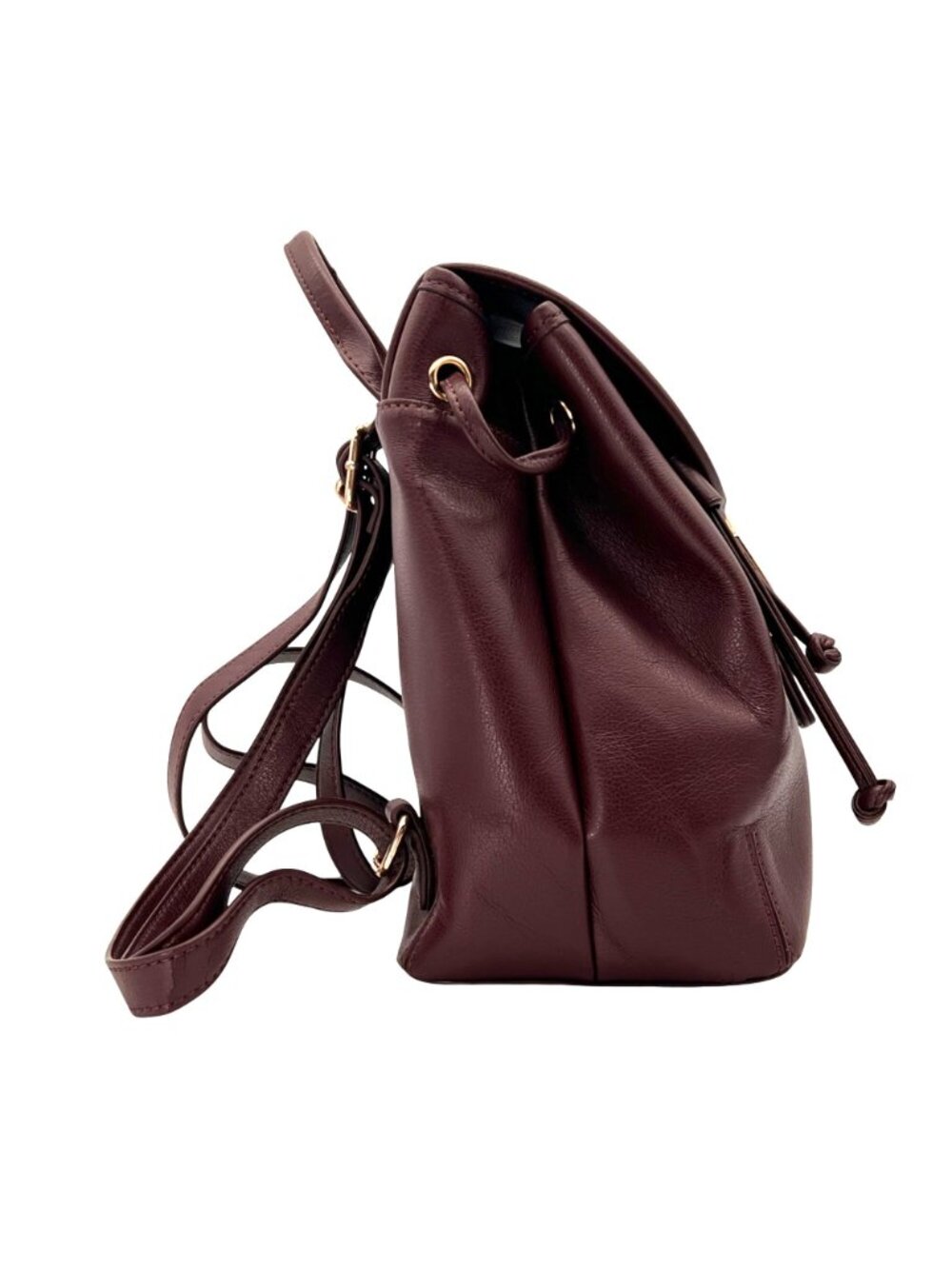 Sole Society Burgundy Faux Leather Backpack With Adjustable Straps & Gold-Tone - Picture 5 of 16